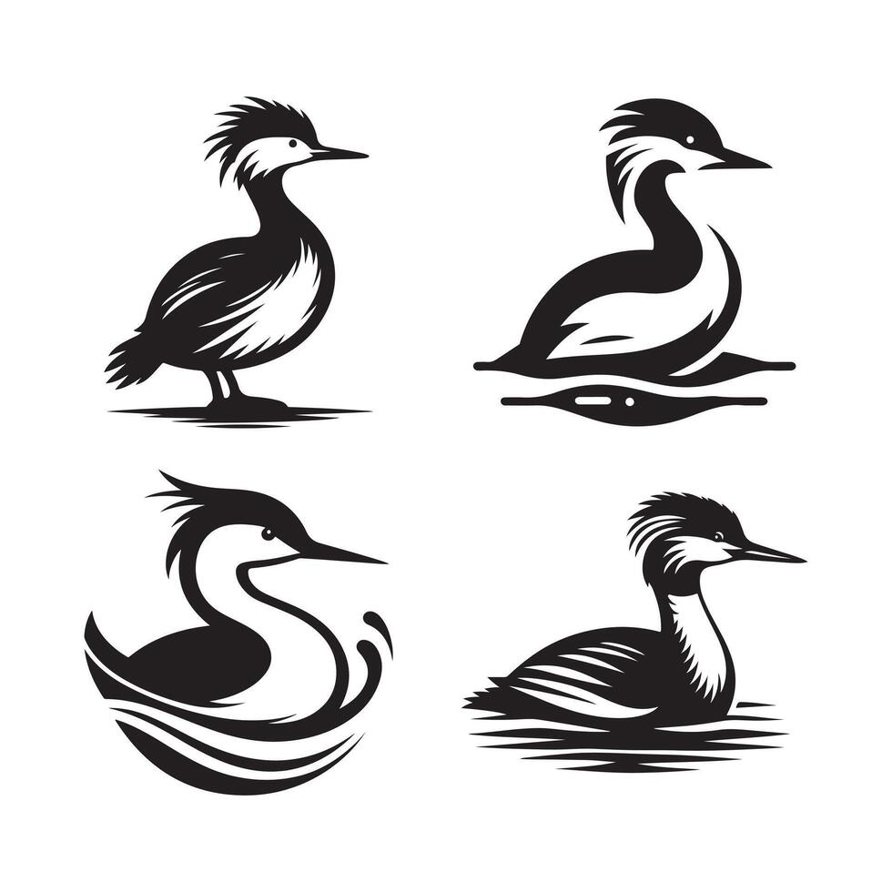 Detailed Junin Grebe Silhouette for Web Elements vector