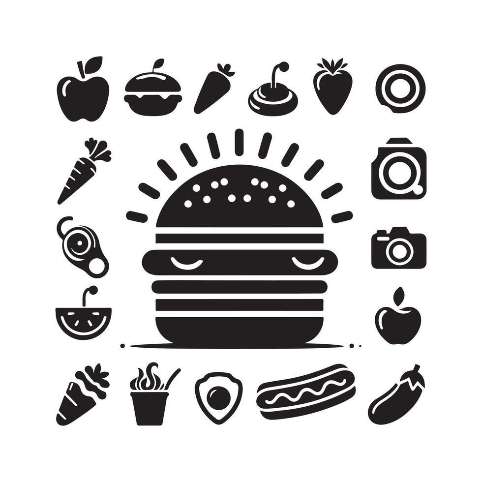 Unique Flat Food Silhouette for Web Design vector