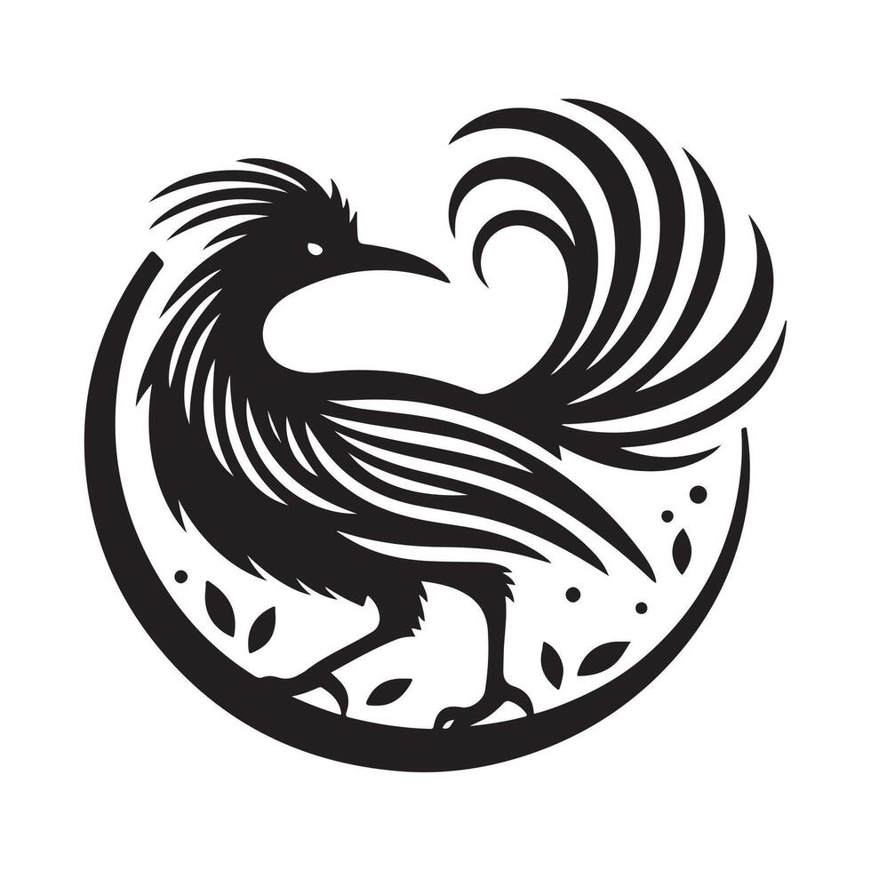 Superb Lyrebird Silhouette for Signage and Logos vector