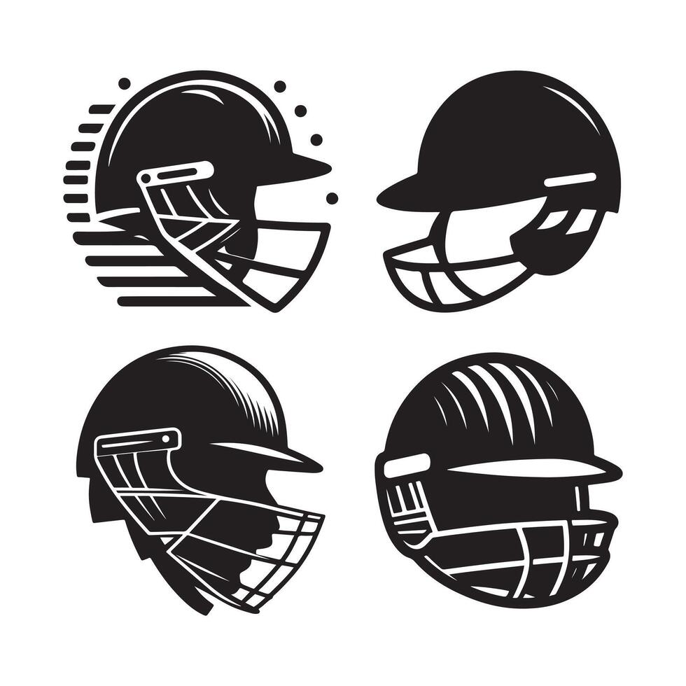 Customizable Cricket Helmet Silhouette Art vector