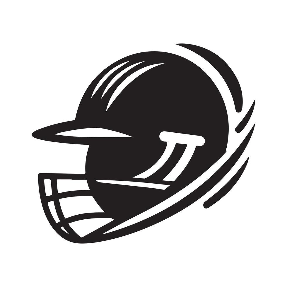 High-Quality Cricket Helmet Silhouette Art vector