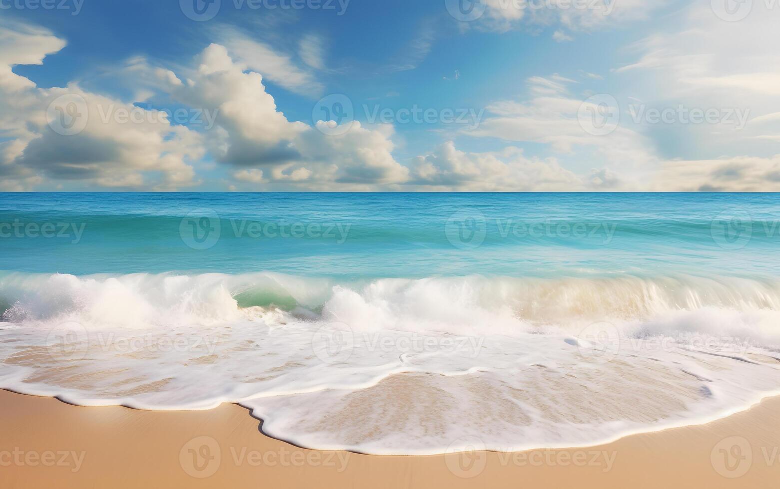 Soft waves of the sea on the sandy beach photo