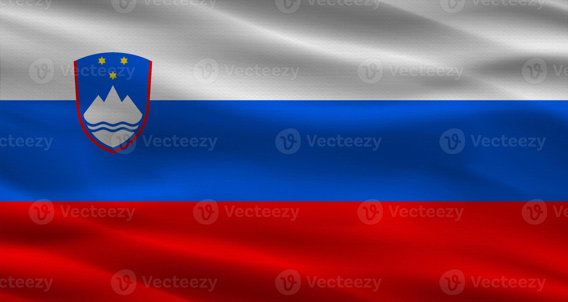 Slovenian Flag with Fabric Texture. Realistic Flag of Slovenia Waving photo