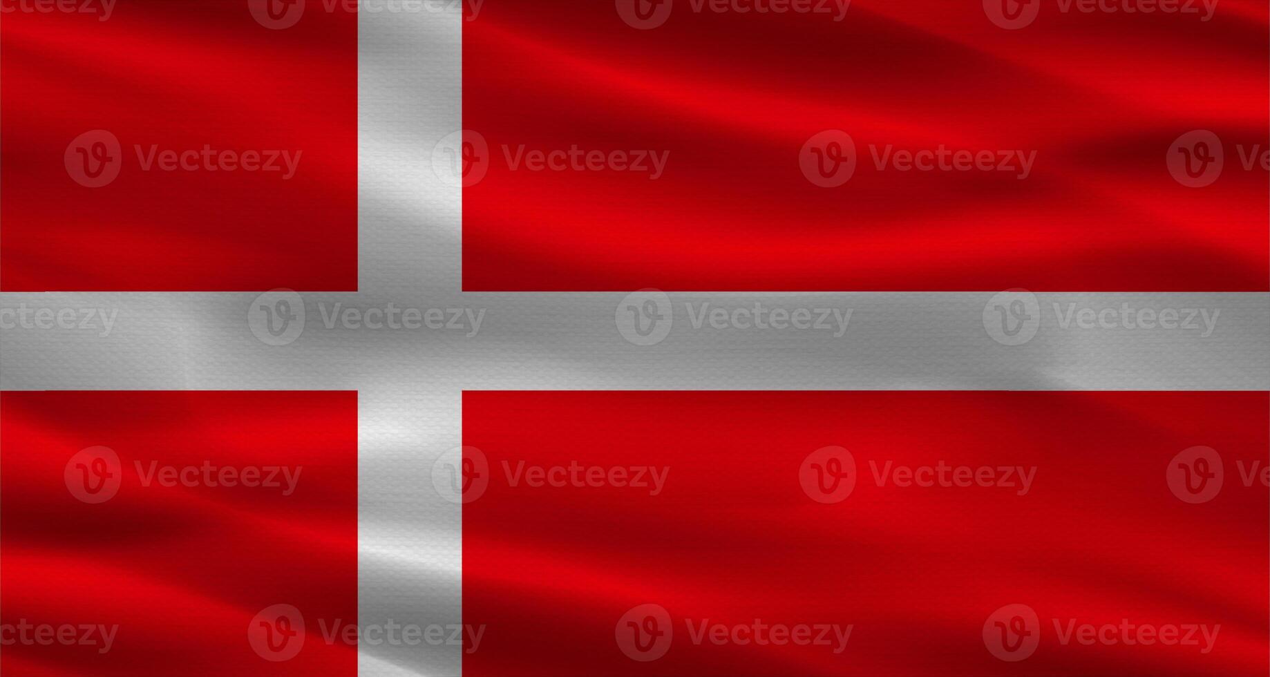 Danish flag with fabric texture. Realistic flag of Denmark waving photo
