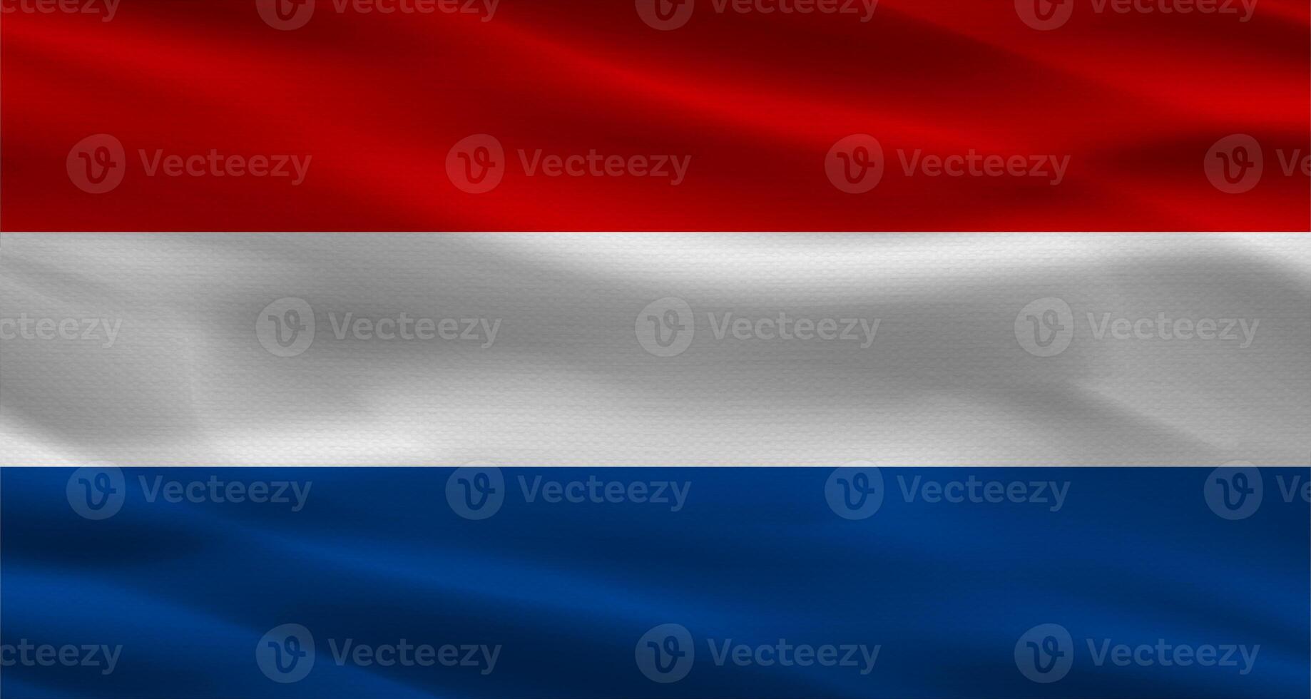 Dutch flag with fabric texture. Realistic flag of Netherlands waving photo