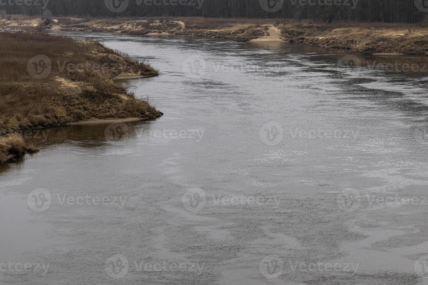 Spring landscape, on the Oder river in Poland. Natural landscape photo
