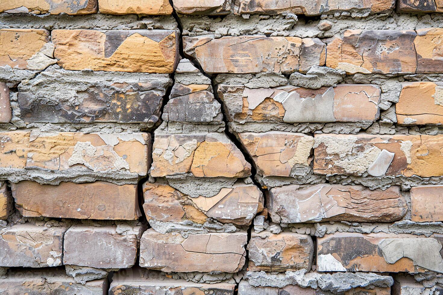 Cracked brick wall, old texture photo