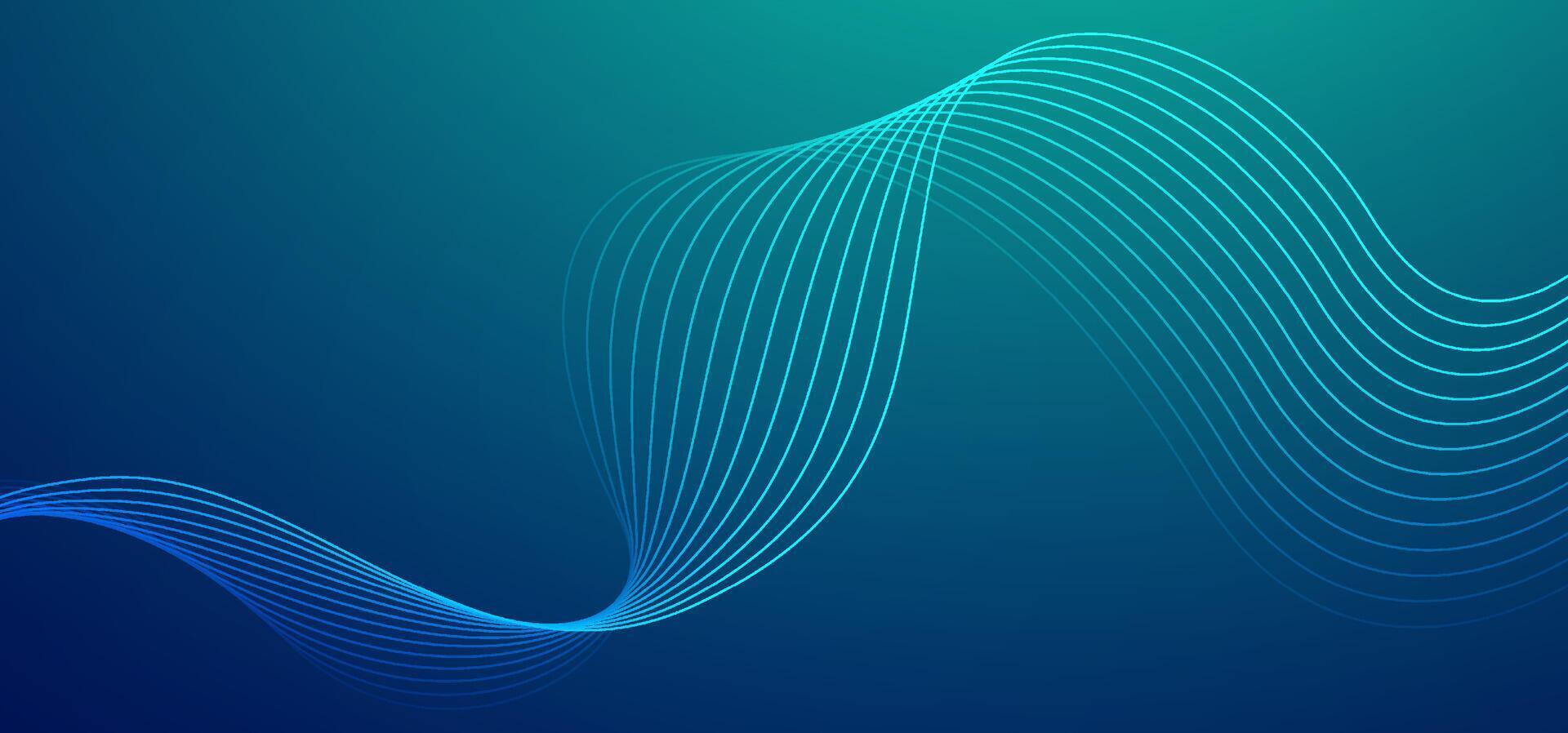 Smooth flowing wave lines curve across a blue-green gradient background. Perfect for tech-themed presentations, UI headers, and creative modern layouts vector