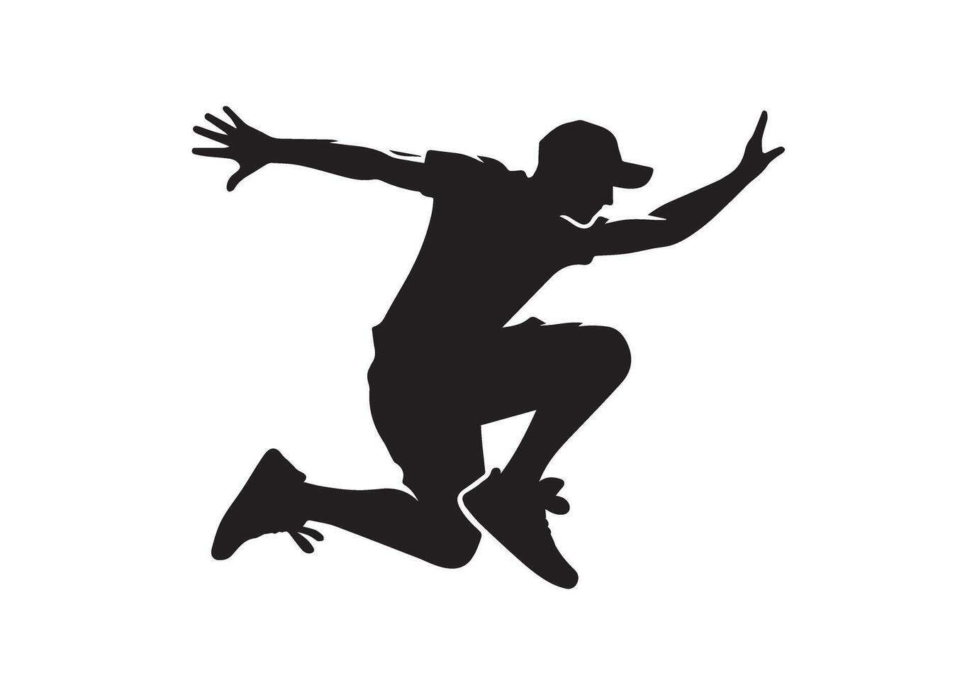 A silhouette of a man jumping in the air with a shadow of a man vector