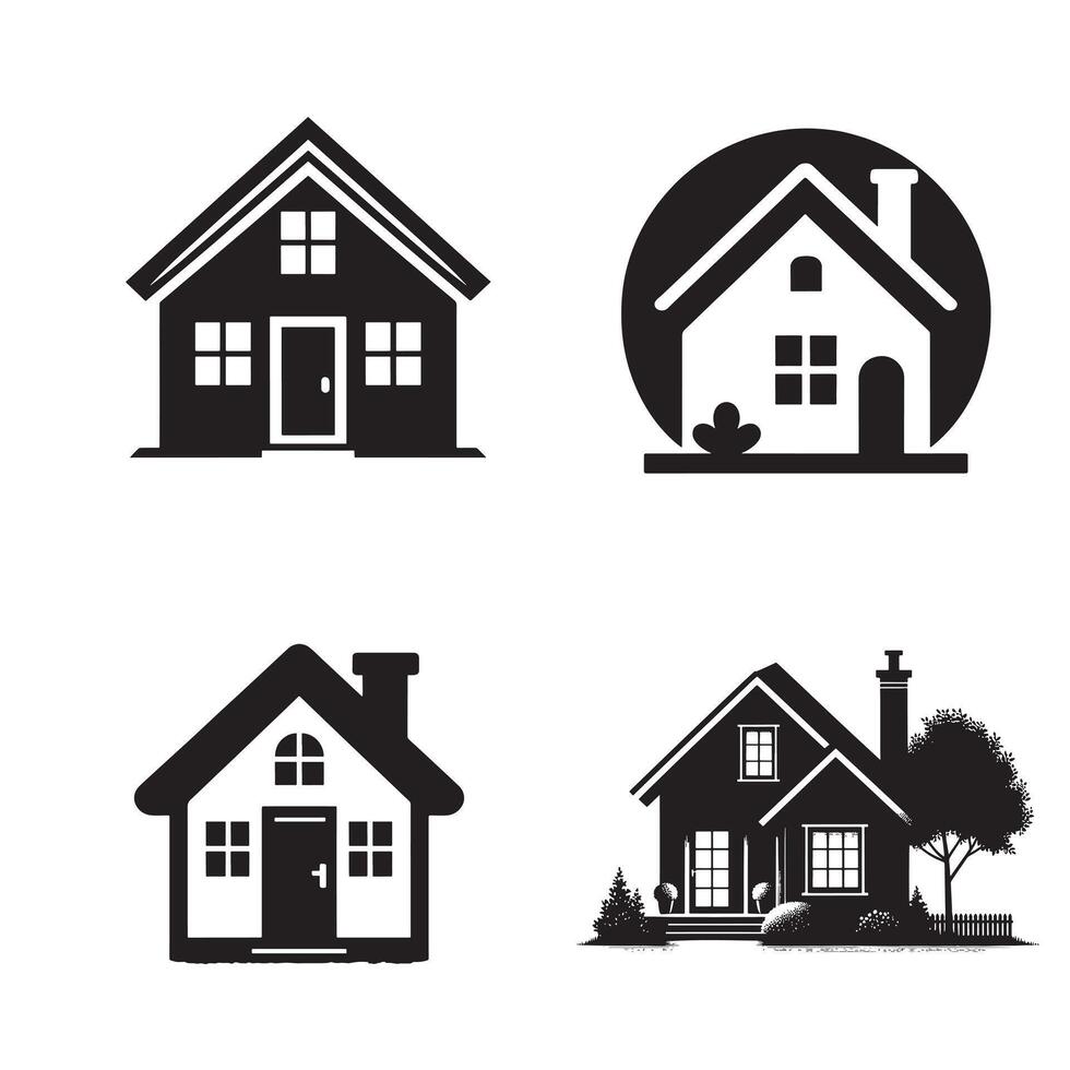 Home silhouette icon bundle on a white background vector