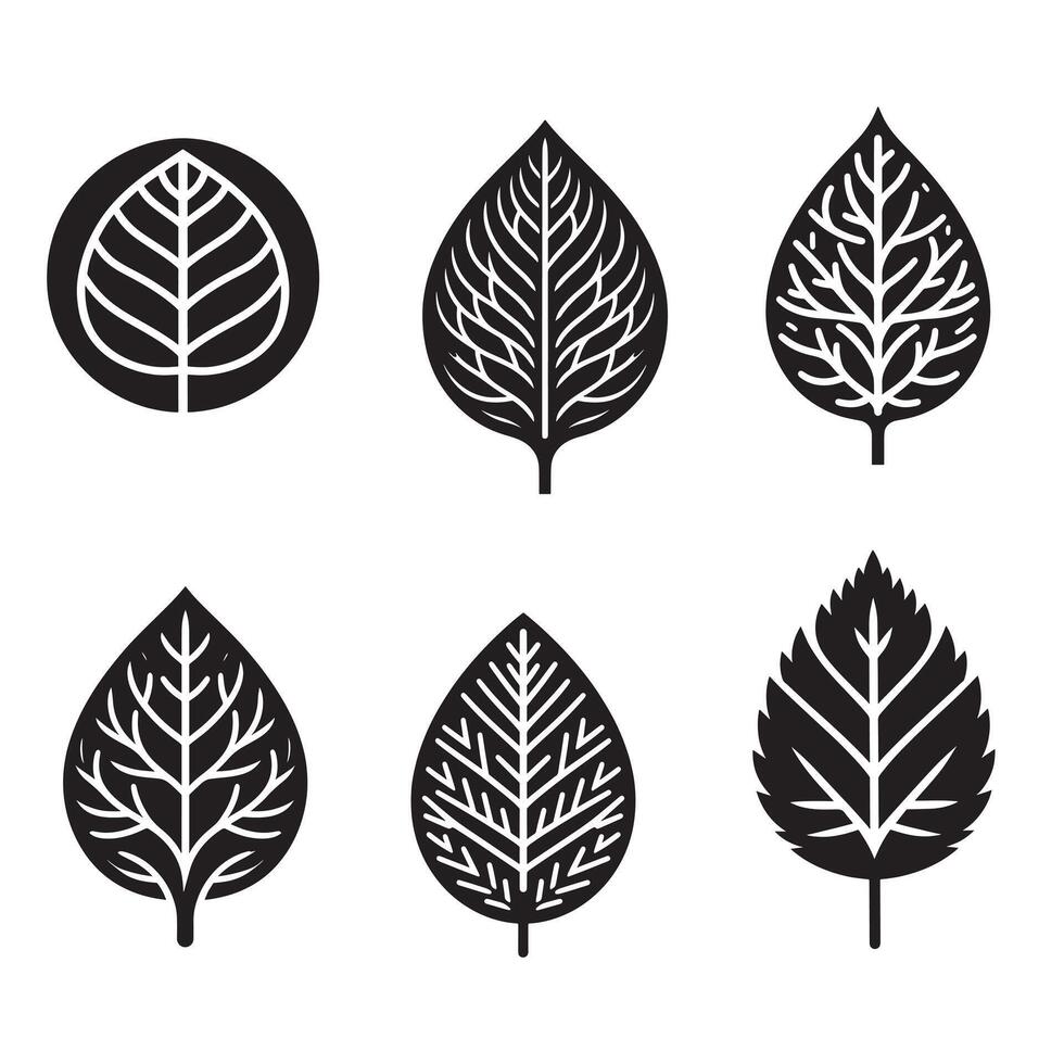 Leaf silhouette icon bundle on a white background vector