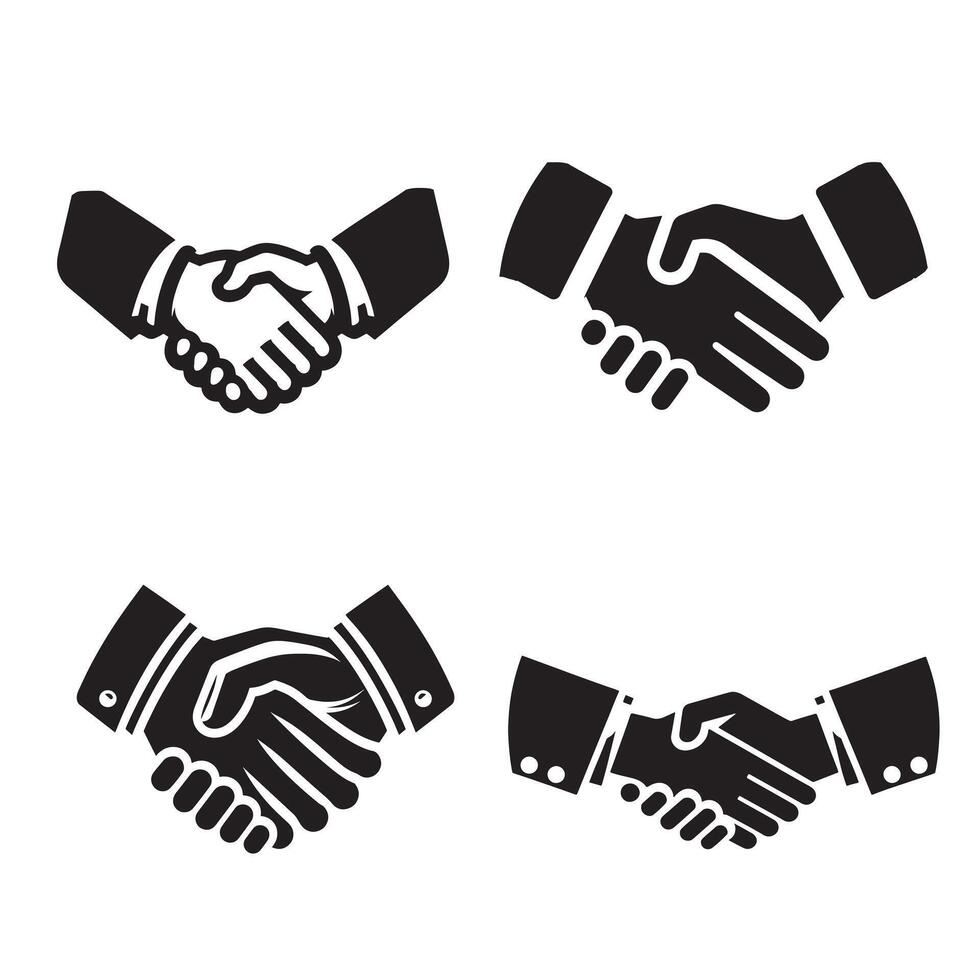 Handshake silhouette icon budle on a white background vector