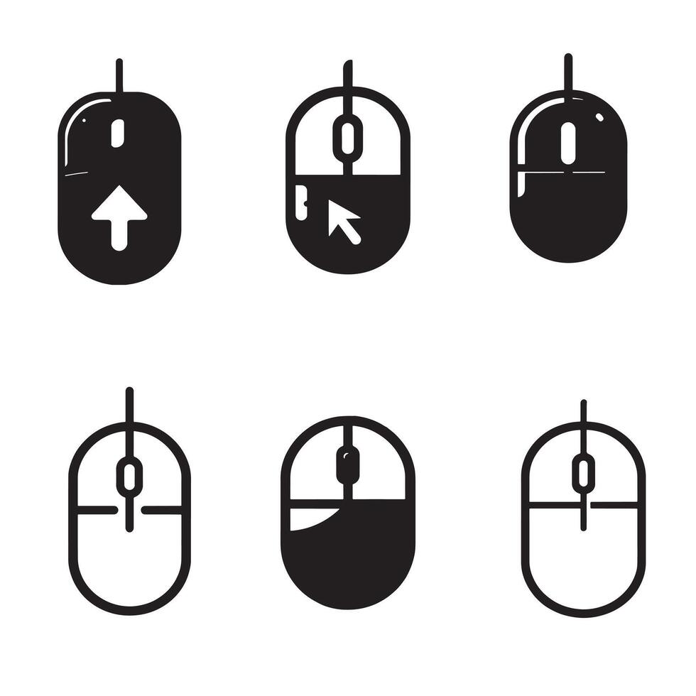 Computer mouse click pointer cursor arrow flat icon bundle for apps and websites on a white background vector