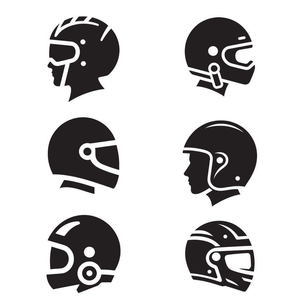helmet icon bundle sillhoutte on a white background 10 eps vector