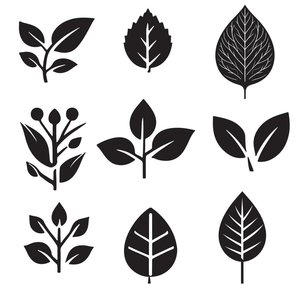 Leaf silhouette icon bundle on a white background 10 eps vector