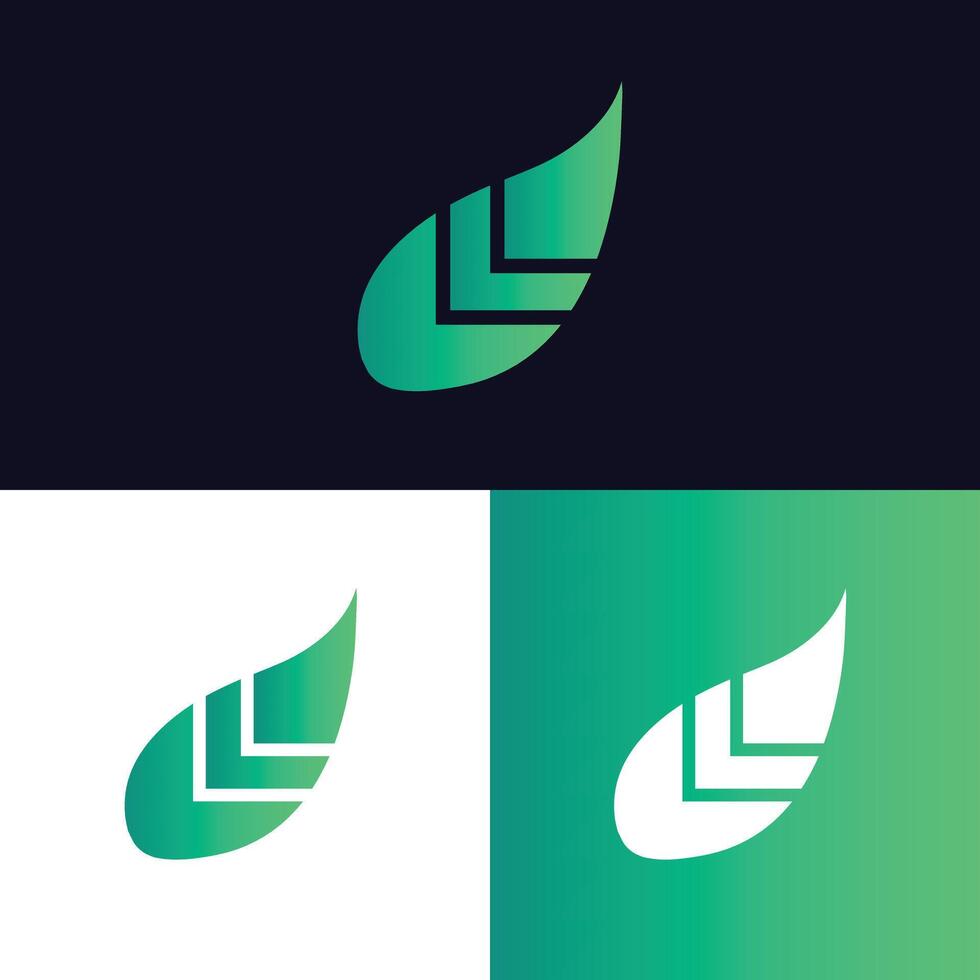 Leaf with letter L combination modern logo minimalist design vector
