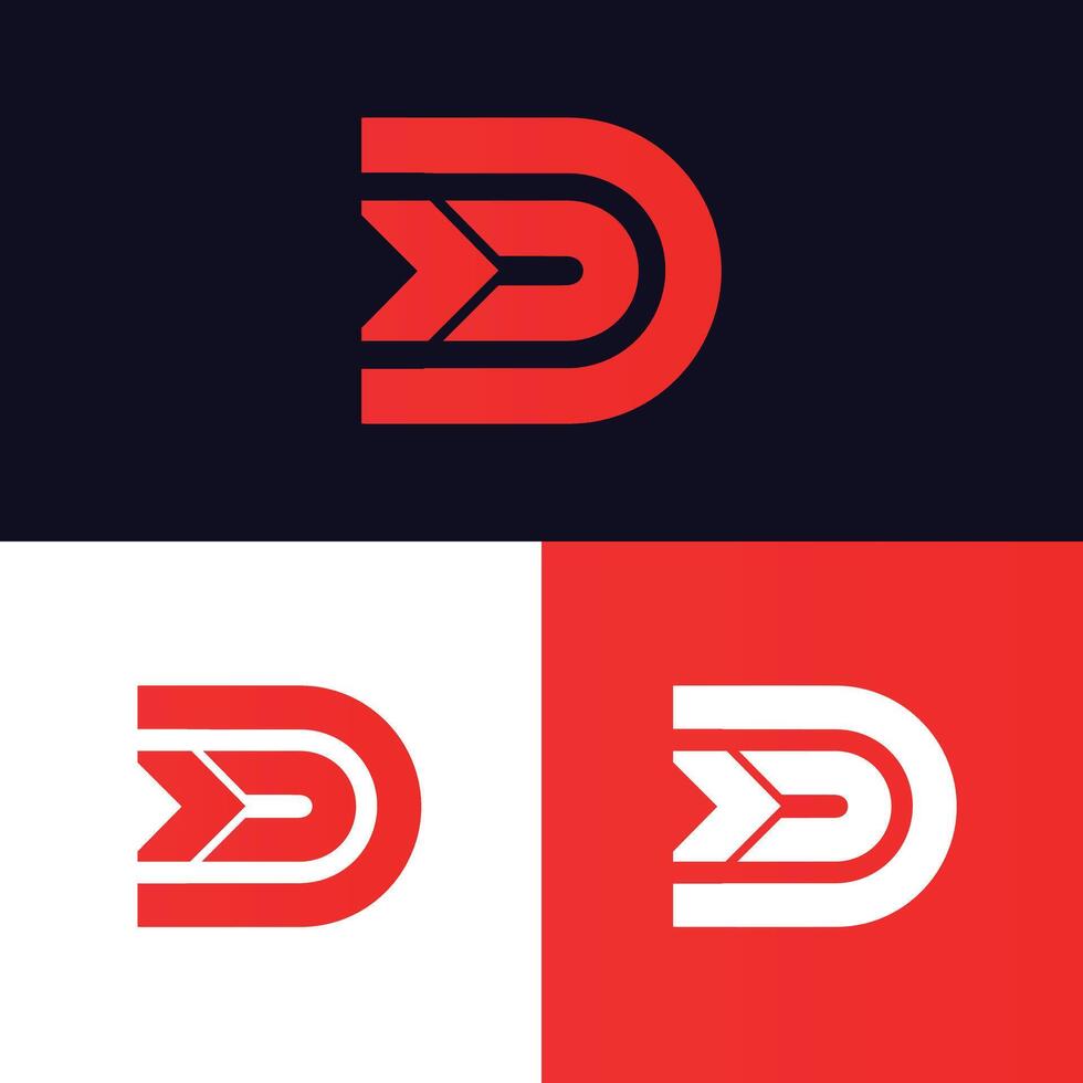 Dd letter logo with arrow combination design modern and minimalist vector