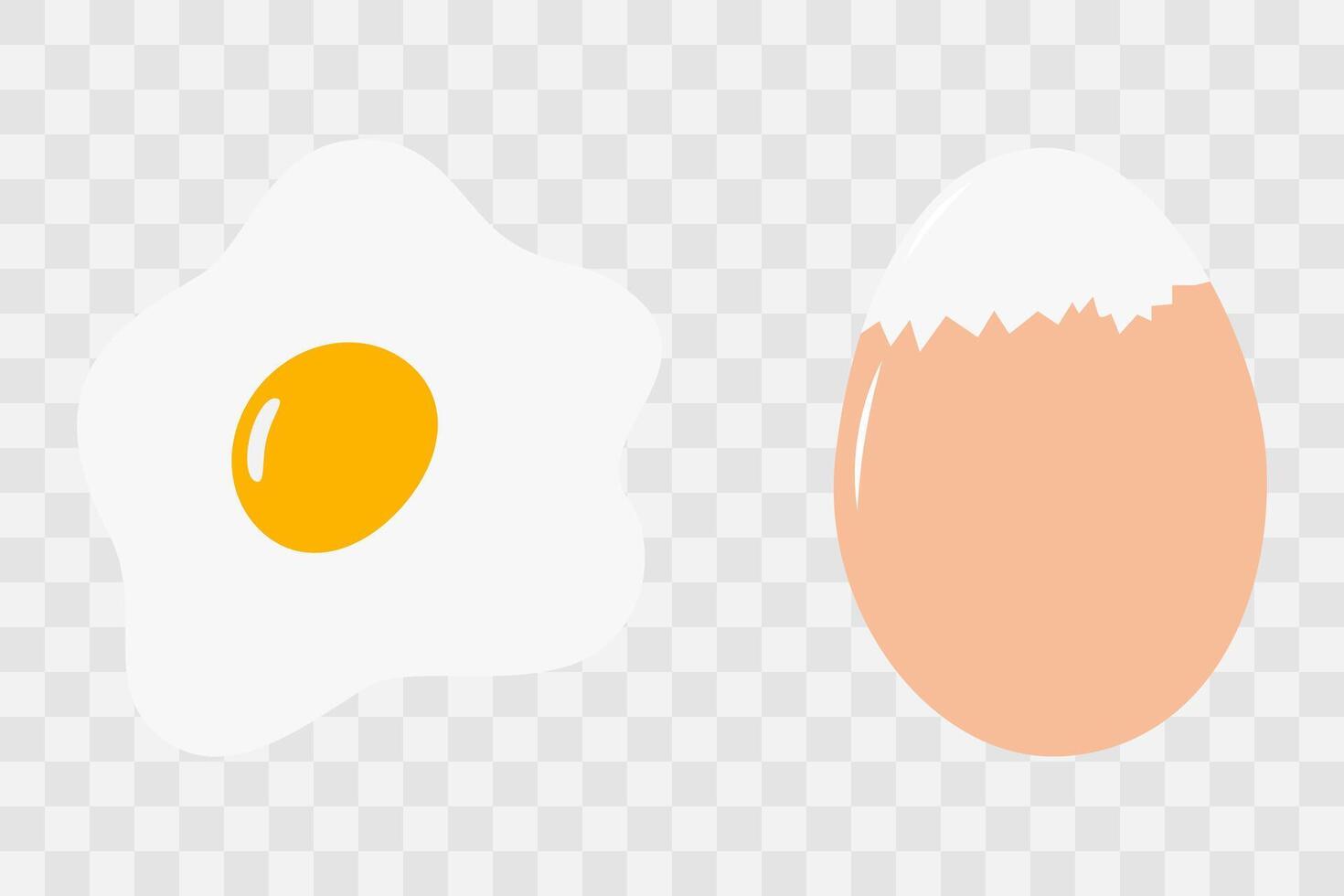 Boiled Egg Partially peeled in beige eggshell Fried egg with yolk Sticker Design element idea Set. Isolated illustration Thematic Recipe Cards Web promo banner, leaflet, print material or tag vector
