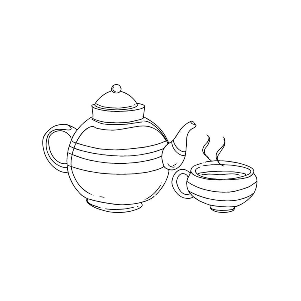 Teapot and cup of tea illustration vector