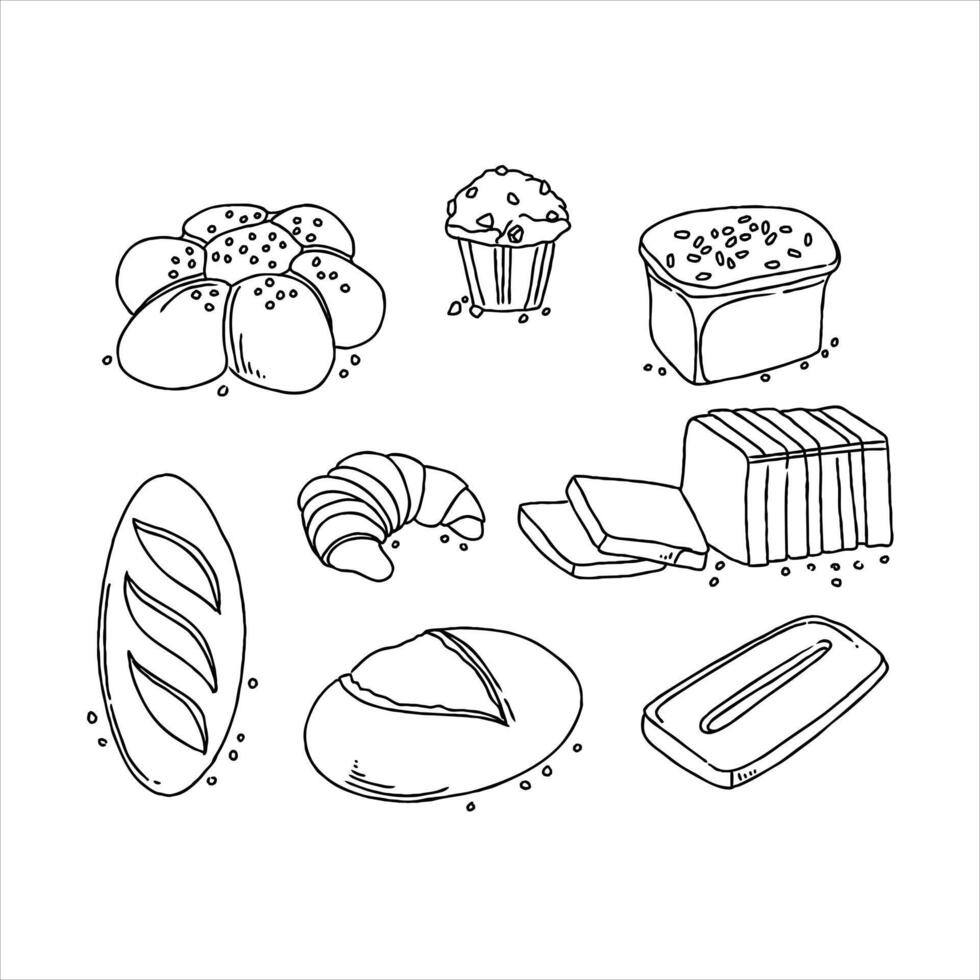 Bread and bakery icons set vector