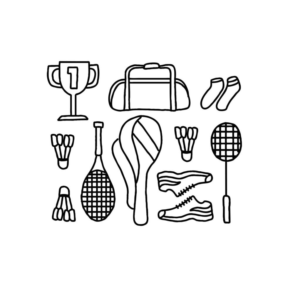 Badminton equipment icons vector