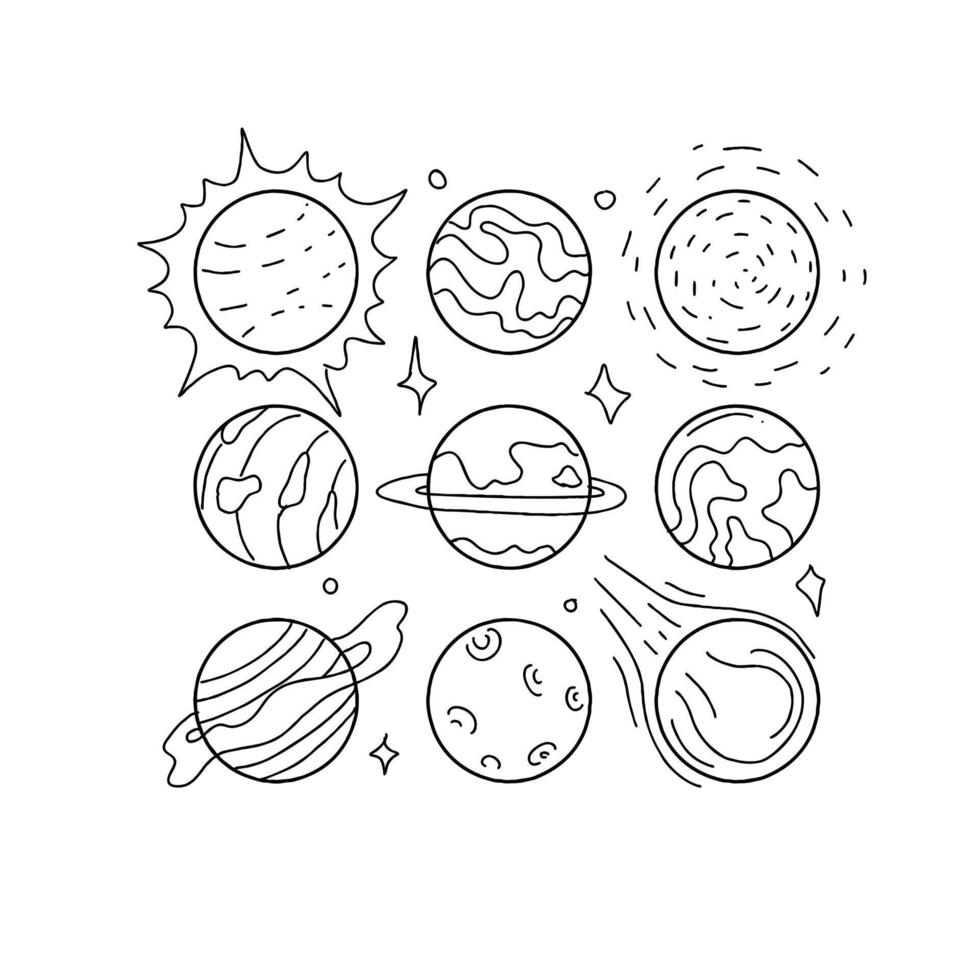 Solar system coloring pages vector