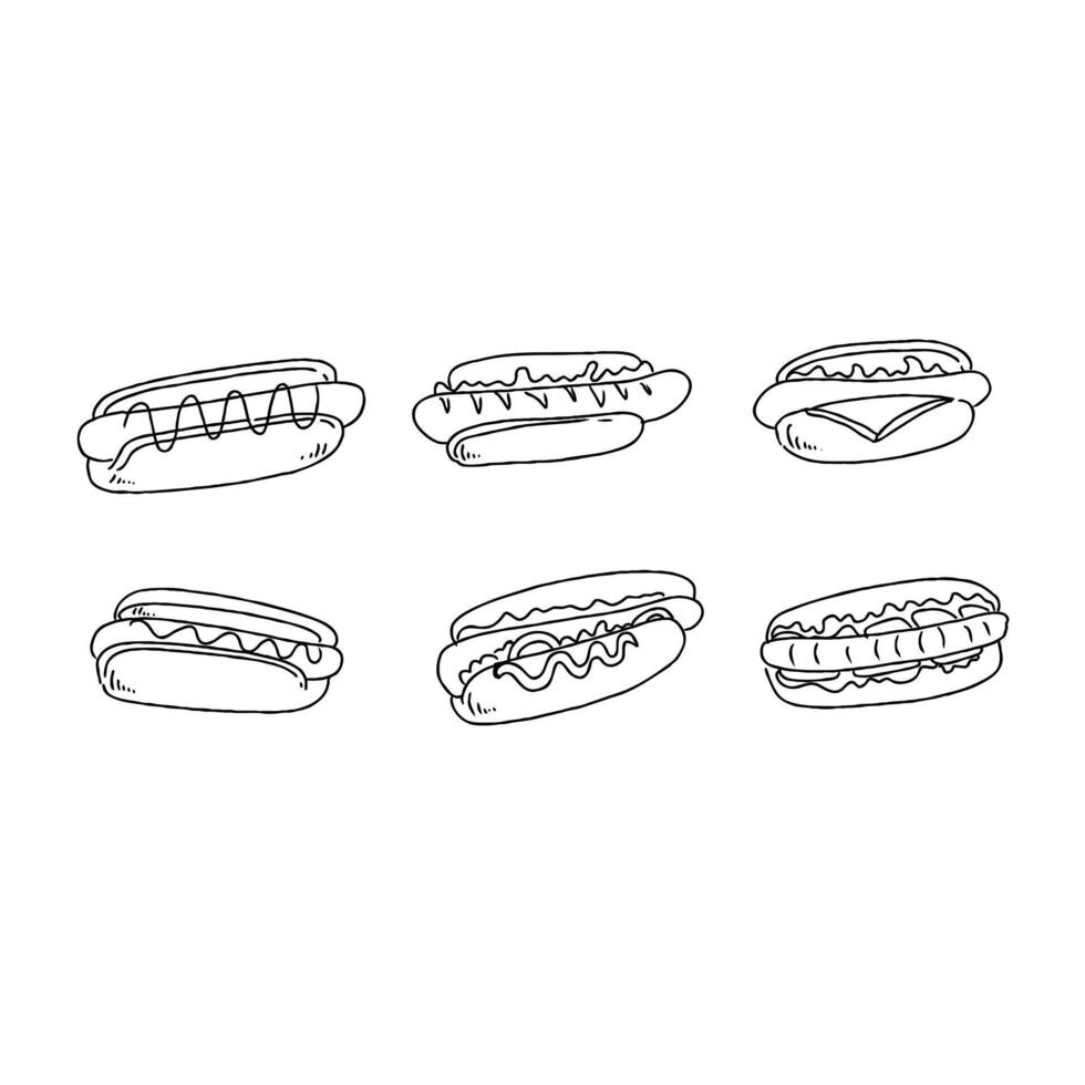 Hot dogs in line drawing style vector