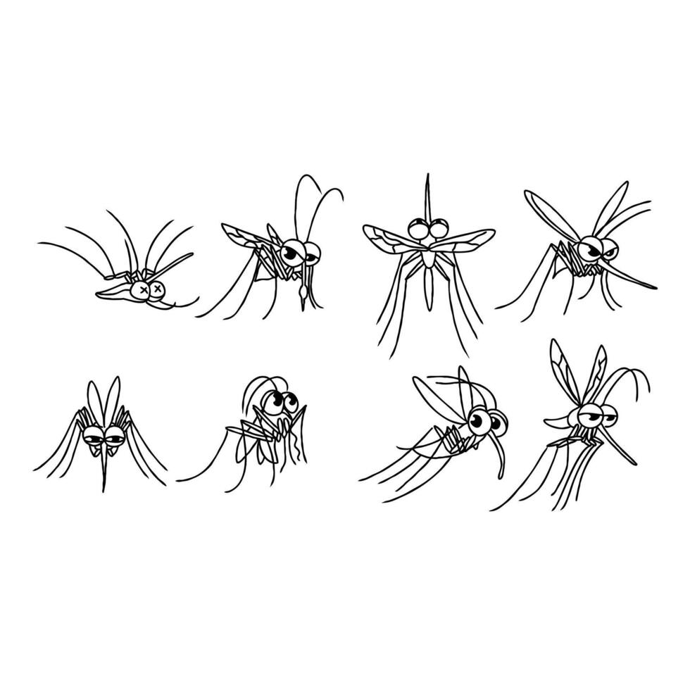 A set of cartoon insects with different expressions vector