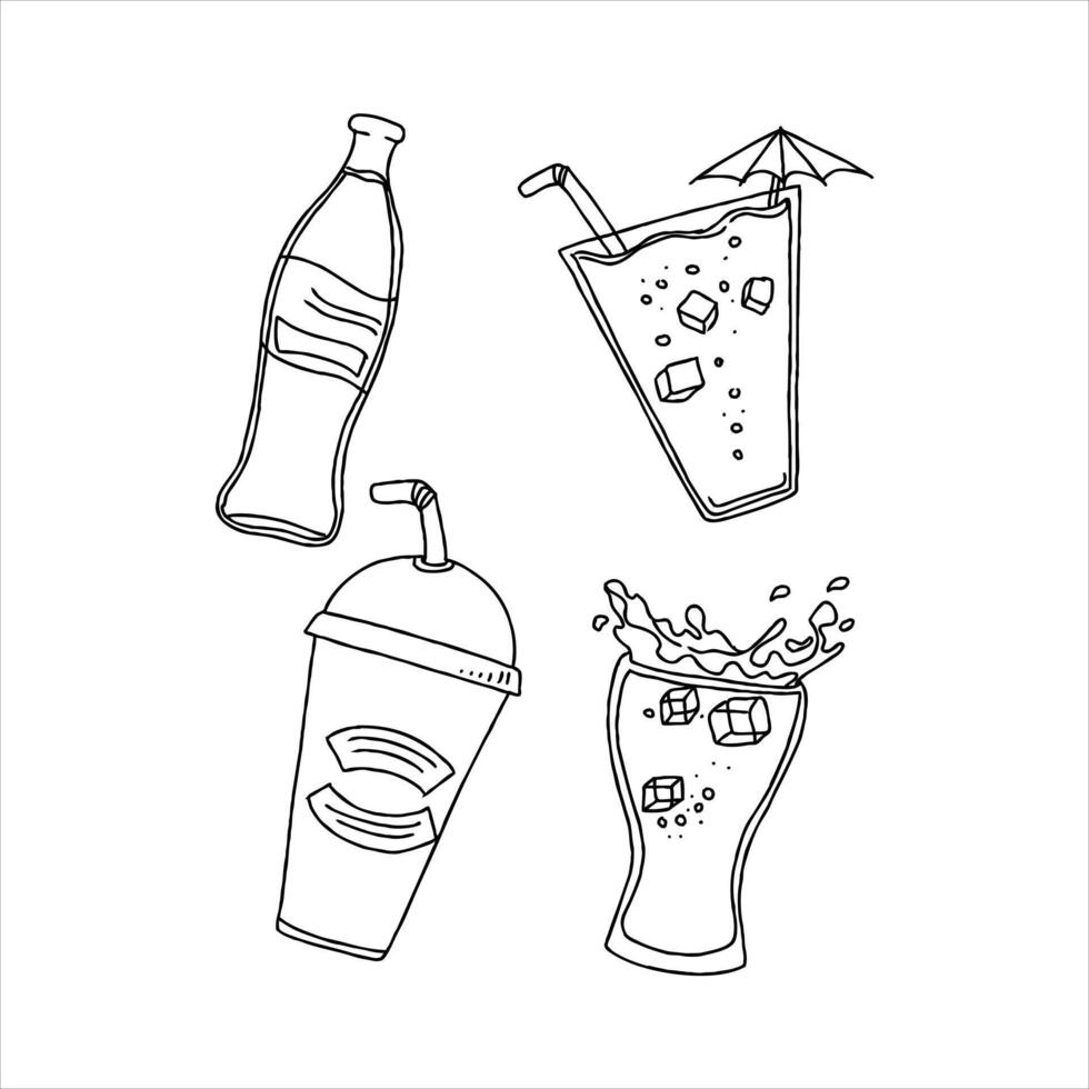 Coloring book with soda and juice vector