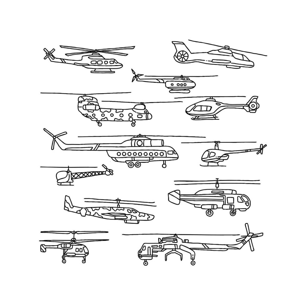 Helicopter coloring pages vector