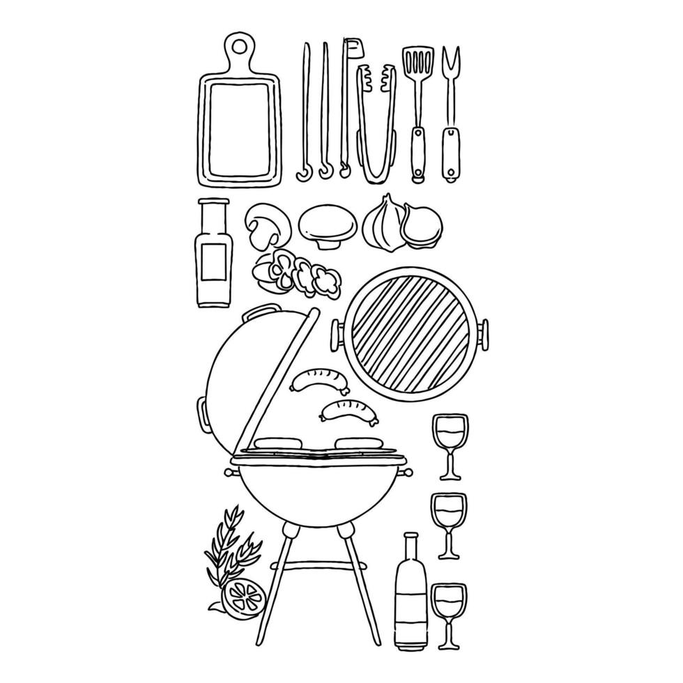 Bbq grill set illustration vector