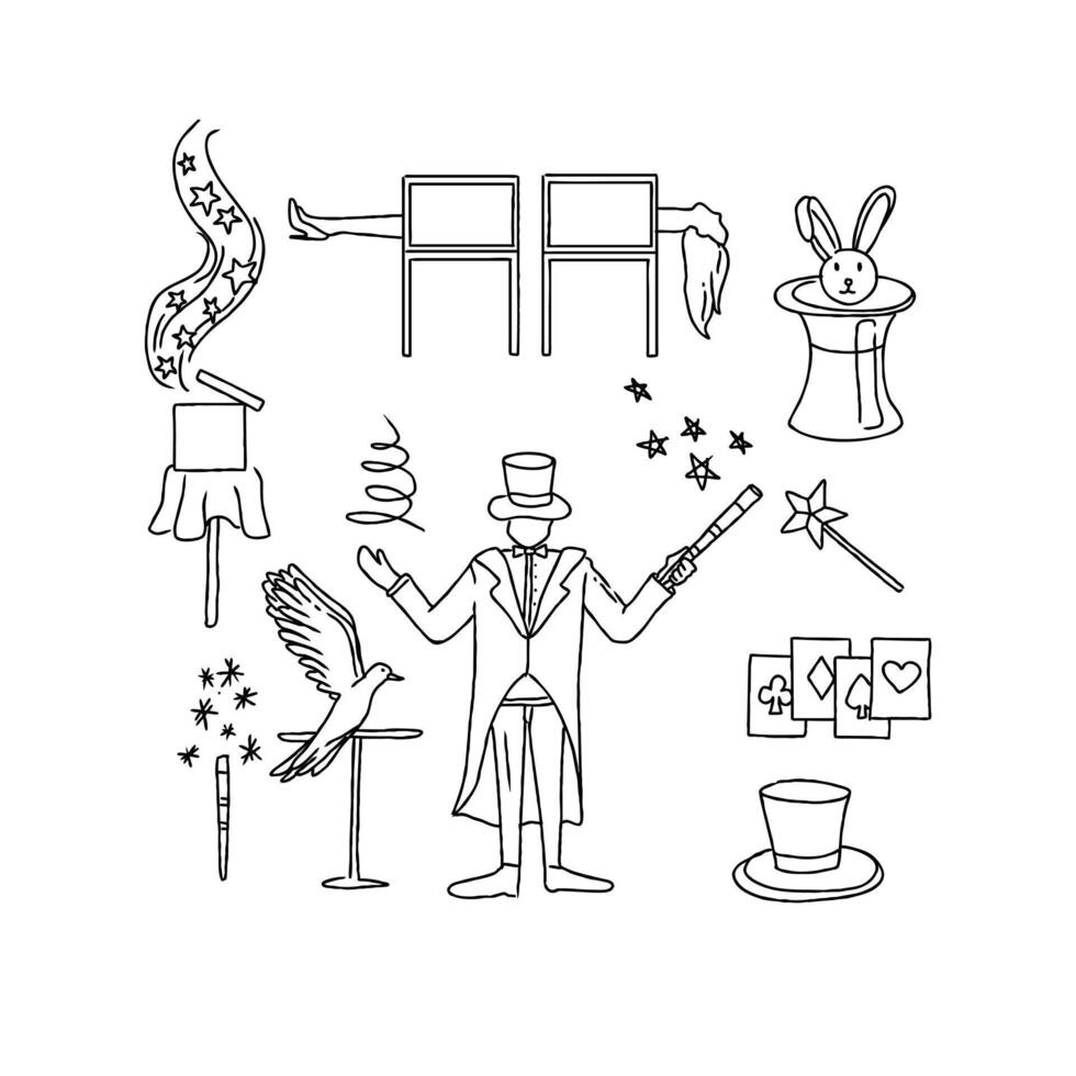Magician icon set illustration vector