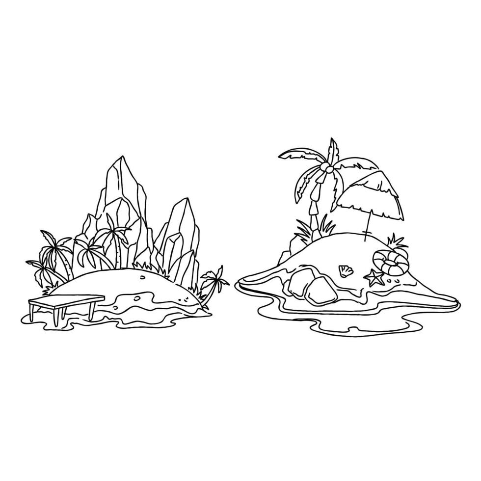 Tropical island with palm trees and palm trees illustration vector