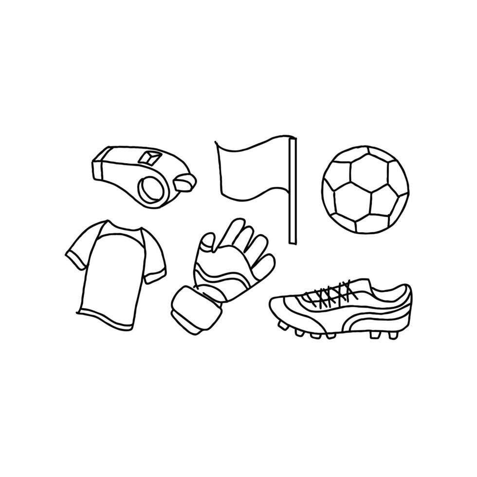 Soccer equipment icons set vector
