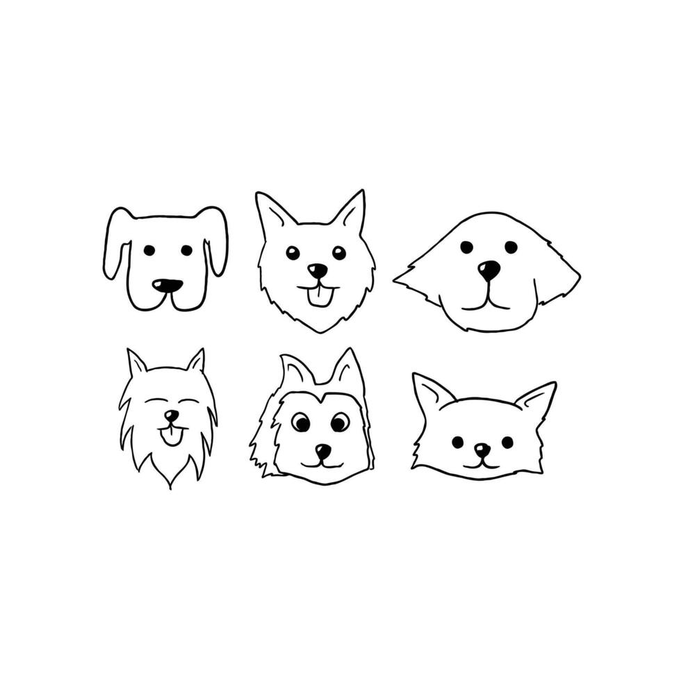 Dog head icon set vector