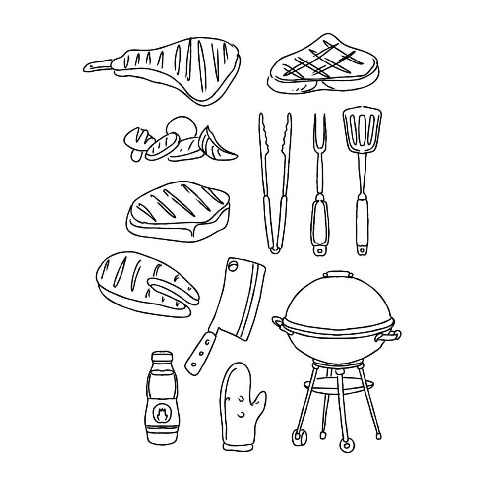 Bbq grill and utensils illustration vector