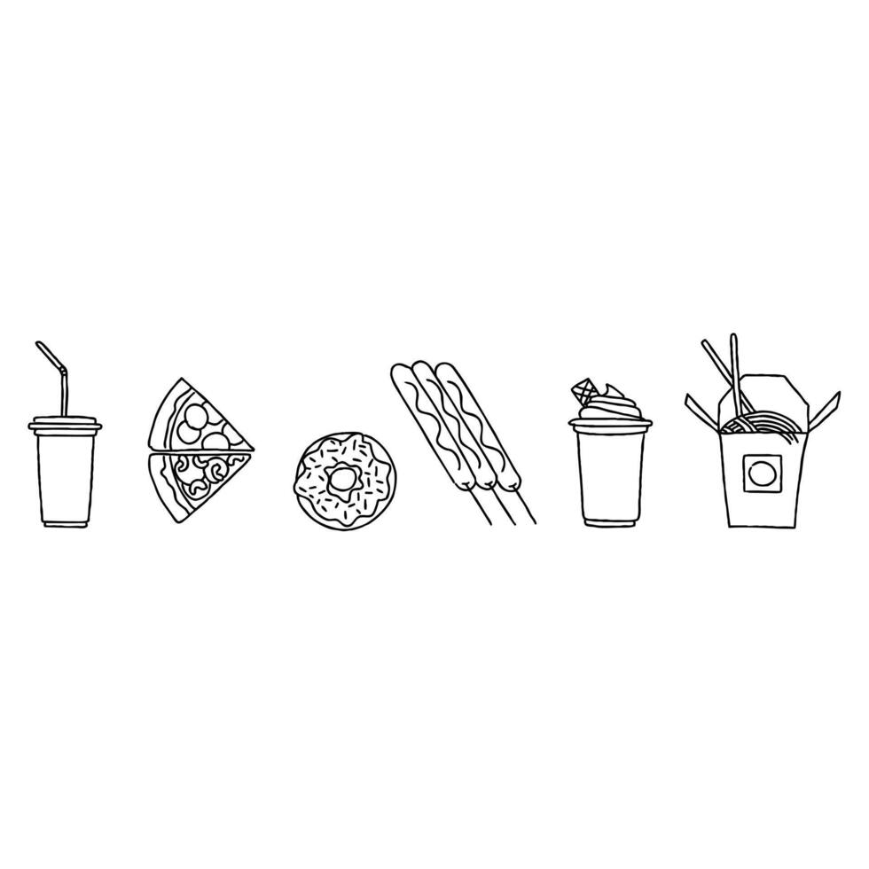A set of icons depicting various types of food vector