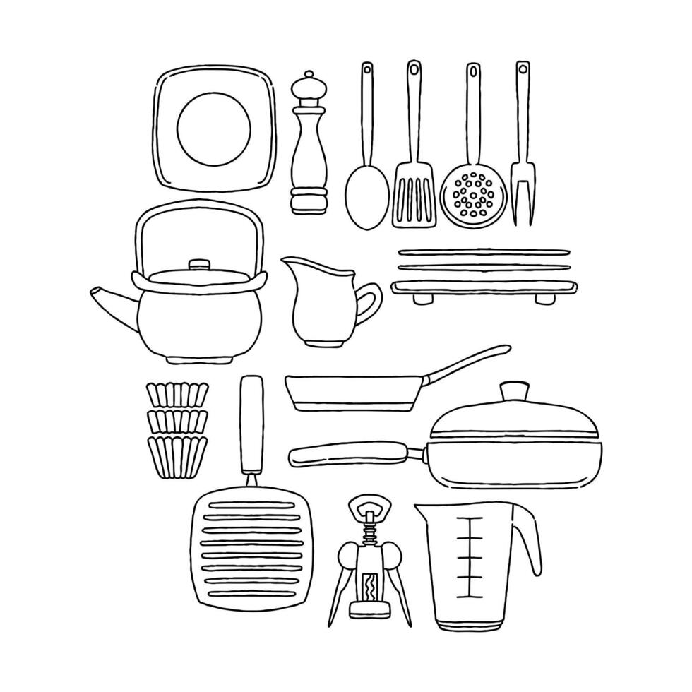 Kitchen utensils and kitchen tools vector
