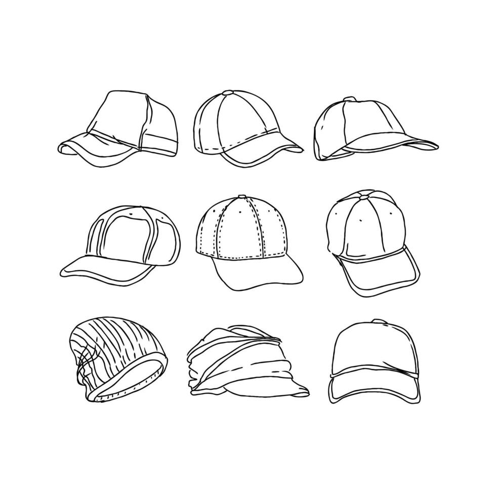 A set of different hats and caps vector