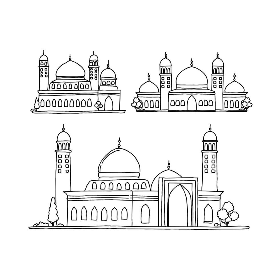Islamic architecture line drawing illustration vector