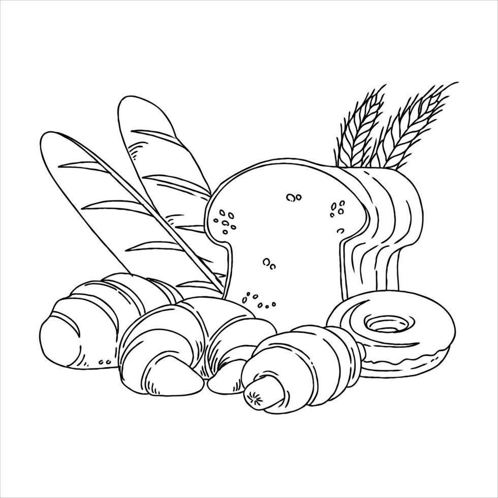 Bread and bread coloring pages vector