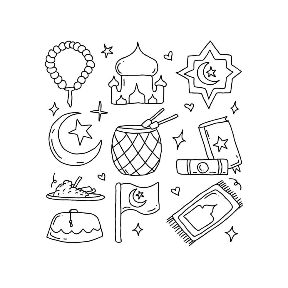 Ramadan coloring pages for kids vector