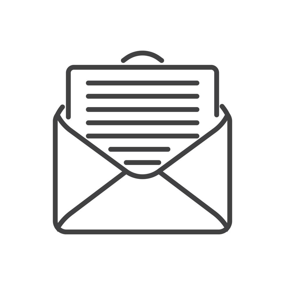 an envelope with full paper document inside vector