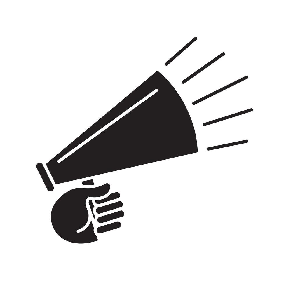 a hand holding a megaphone icon on a white background vector
