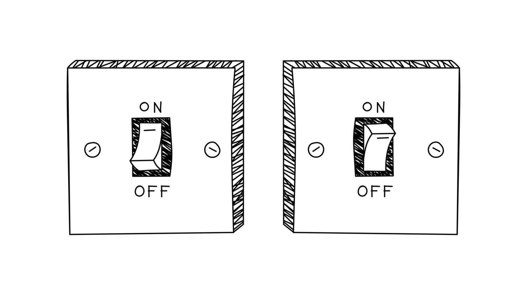 sketch hand drawn electrical switch on off vector