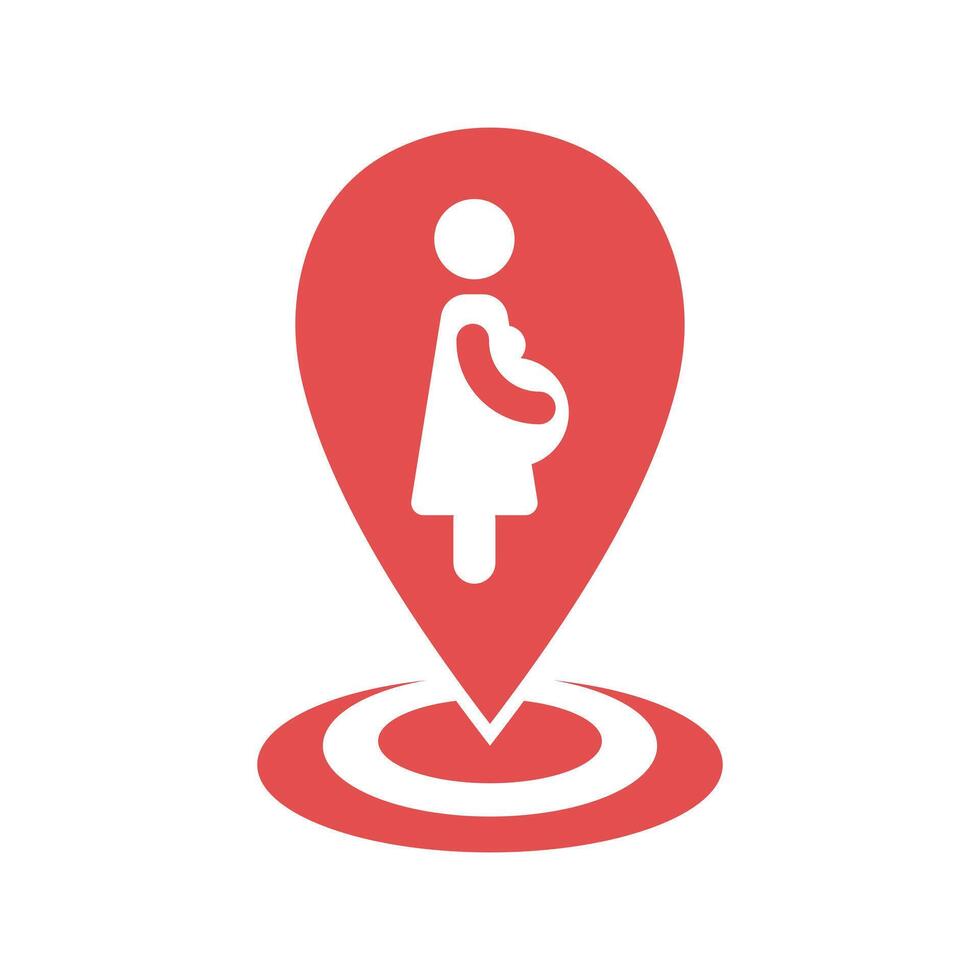 pregnant woman icon on map pointer illustration vector