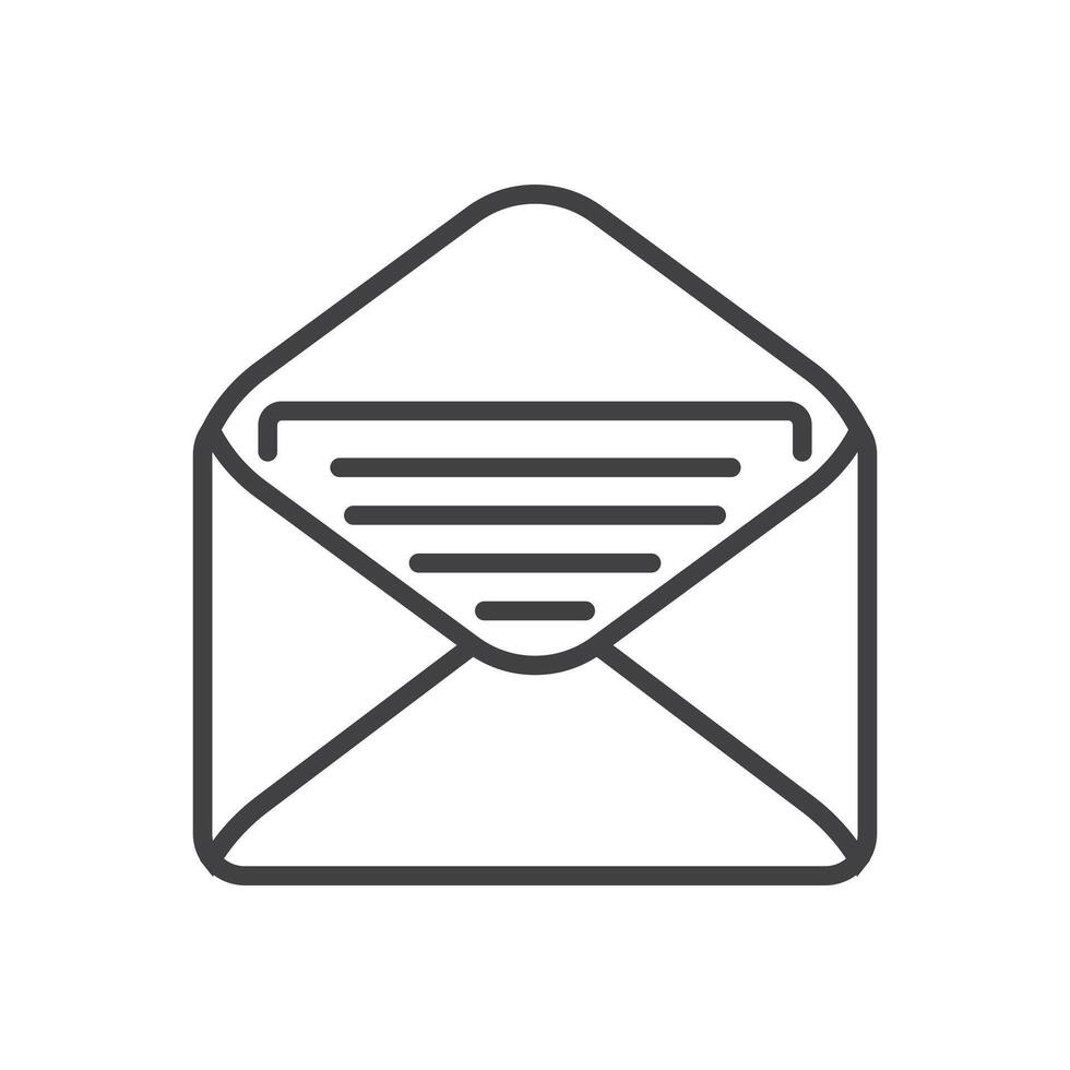 outline envelope icon with a paper inside vector