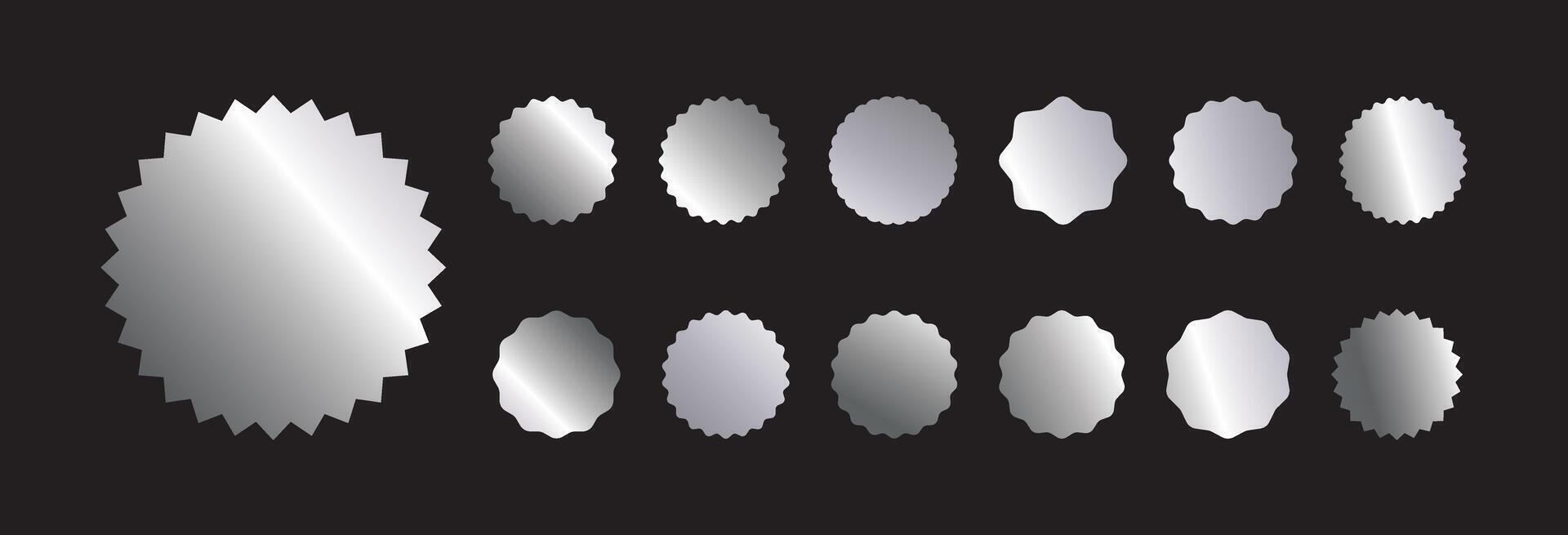 a set of silver oval shapes on a black background vector