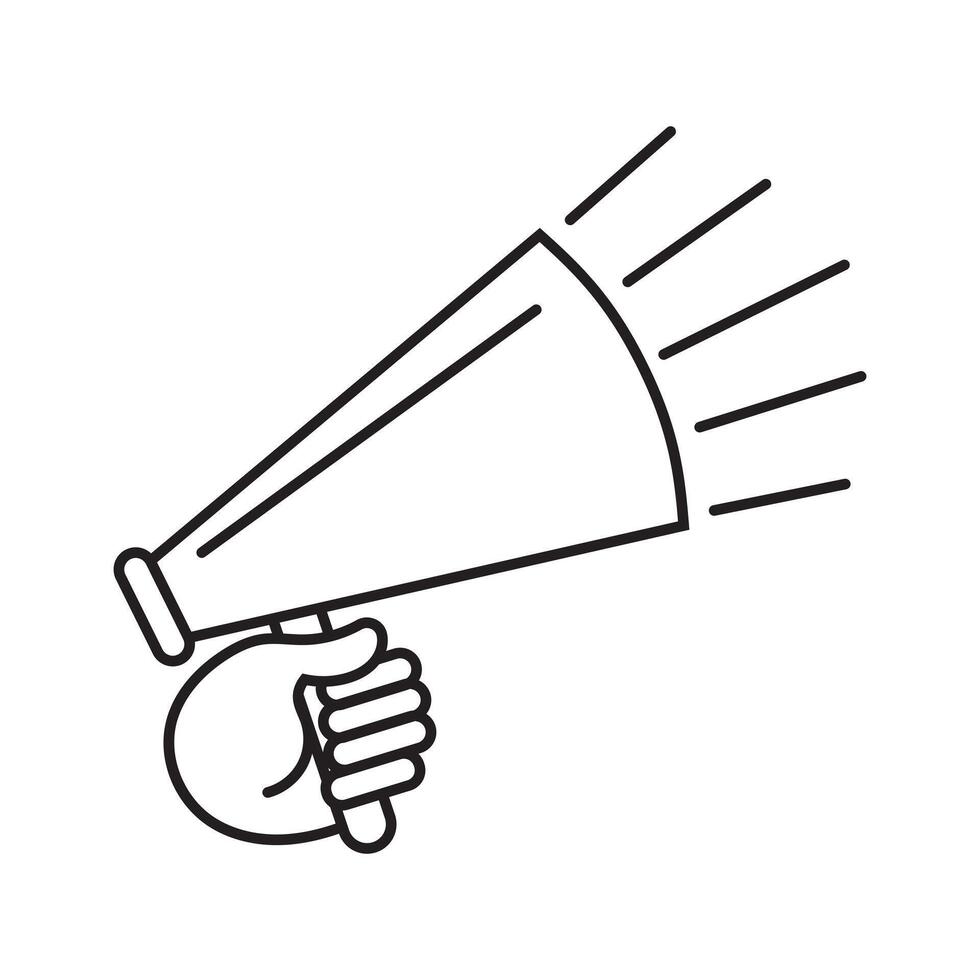 a hand holding a megaphone icon outlines design vector