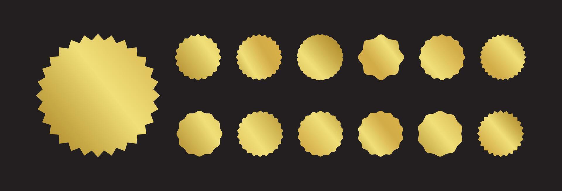 golden badges and labels on a black background vector